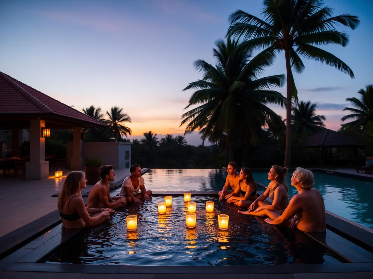 Group stay at dusk